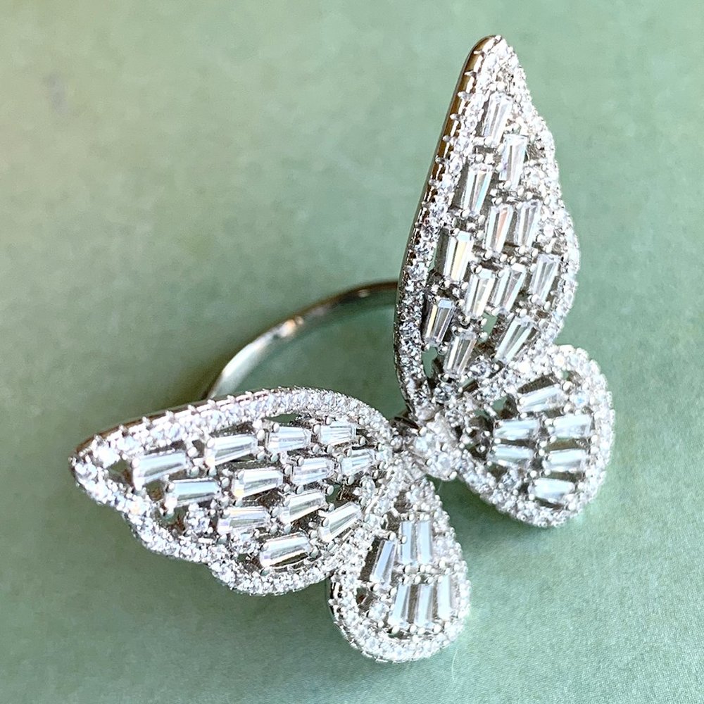 BUTTERFLY RING STERLING AND CUBICX ZIRCONIA